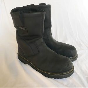 Black Steel Toe Leather Boots